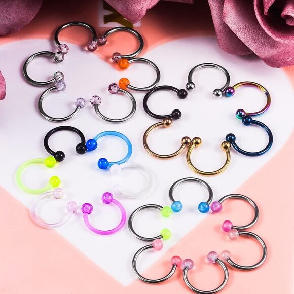 Elegant and Safe Septum Jewelry Set - 24PCS Mixing Sizes 20G-16G for Men & Women - Picture 3 of 7